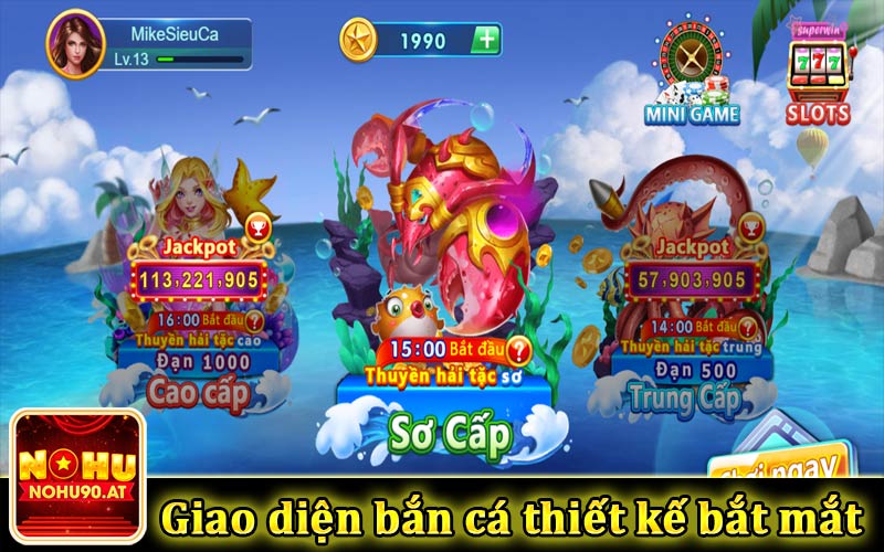 Giao diện game bắn cá thiết kế bắt mắt